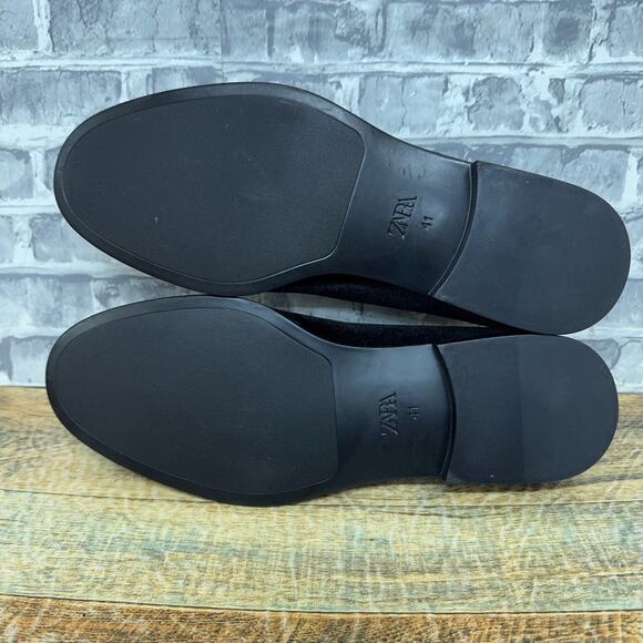 Zara Velvet Tassel Black Dress Loafers Shoes Mens Size US 8 / EU 41 New main image 4